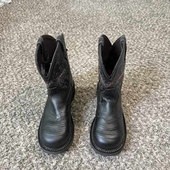 Justin Work Boots Gypsy Wanette 8 Inch Steel Toe Western 7.5 B Black Leather - Picture 4 of 8